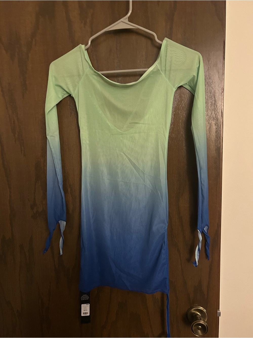 Ombre Green to Blue Long Sleeve Dress/coverup